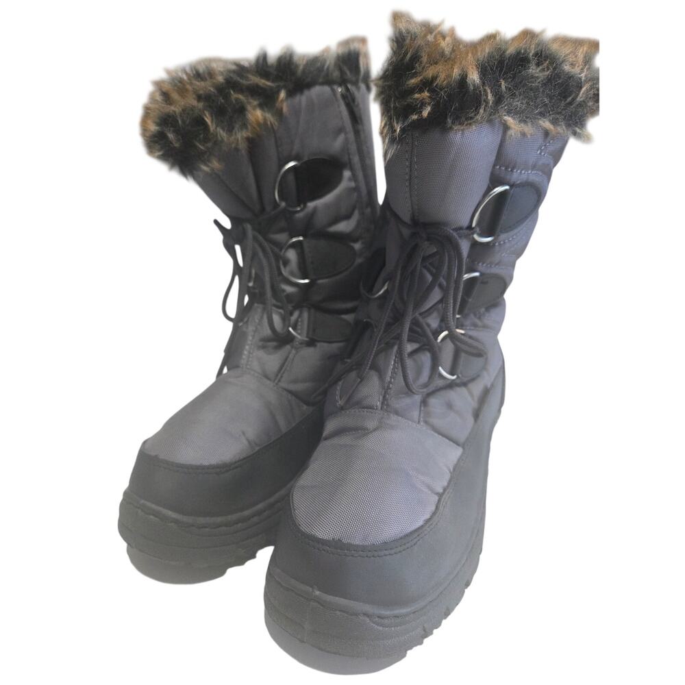 Faux Fur Lace-Up Snow Boots – 9